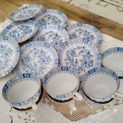 Set of 8 coffee cups and porcelain sub-cups Bavaria model China Blau