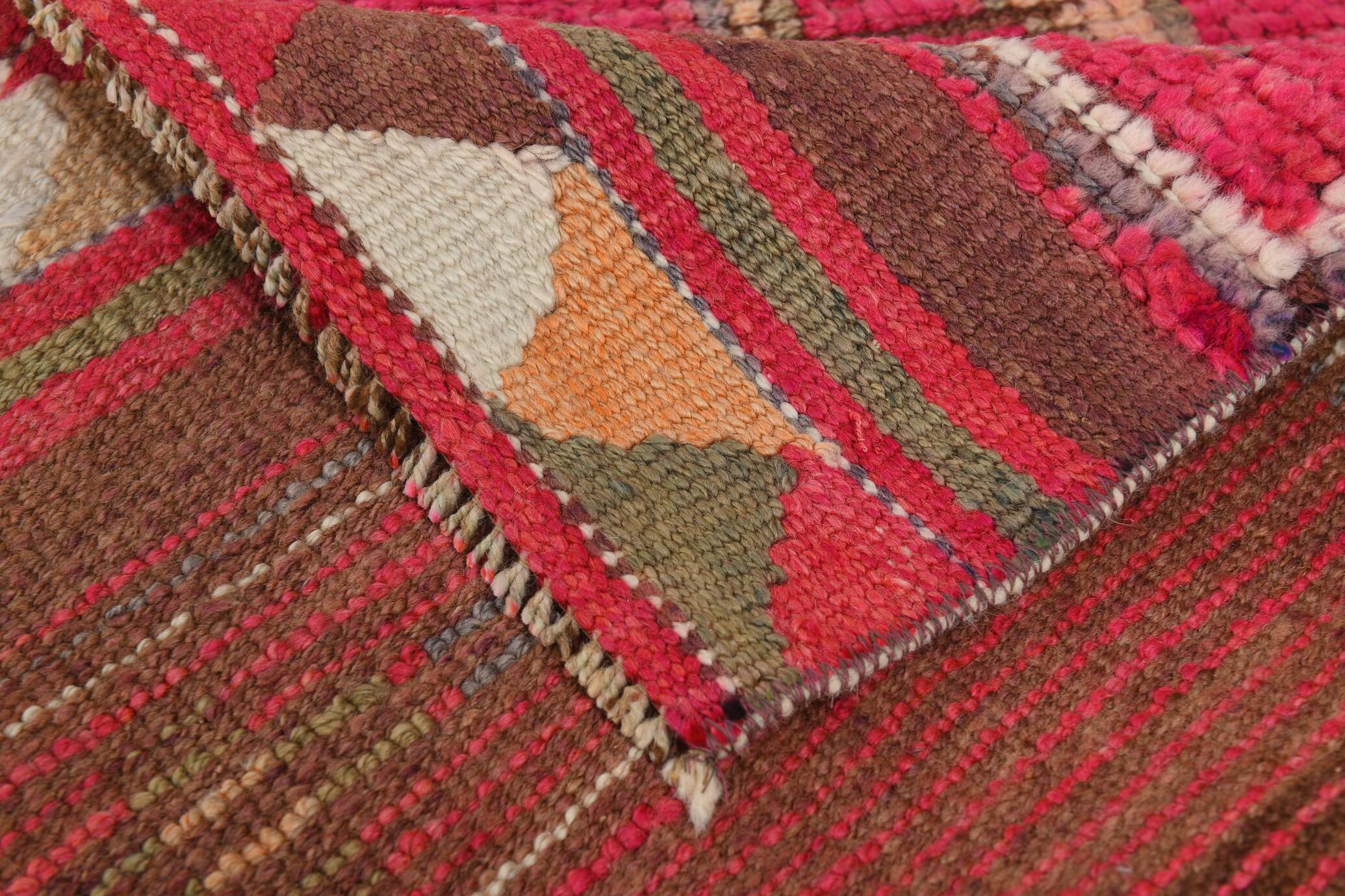 Red & Pink Hallway Vintage Runner Rug, 80x306Cm
