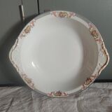 Hollow serving dish in limoges porcelain flower baskets, fruits - early 20th