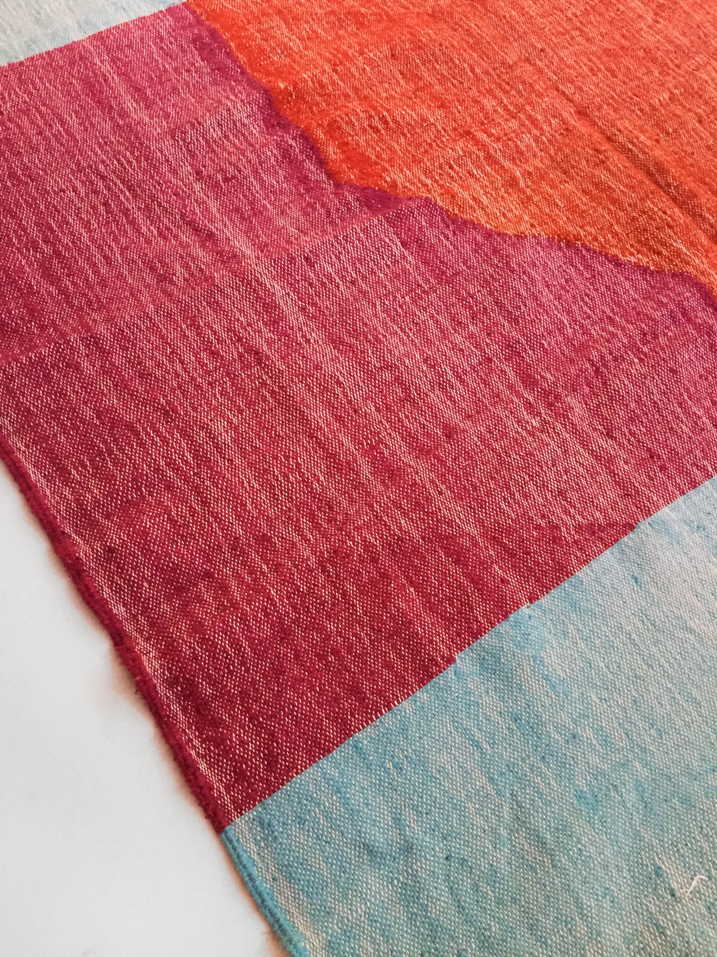 Moroccan Berber Kilim carpet ecru with colorful flats 264x204cm