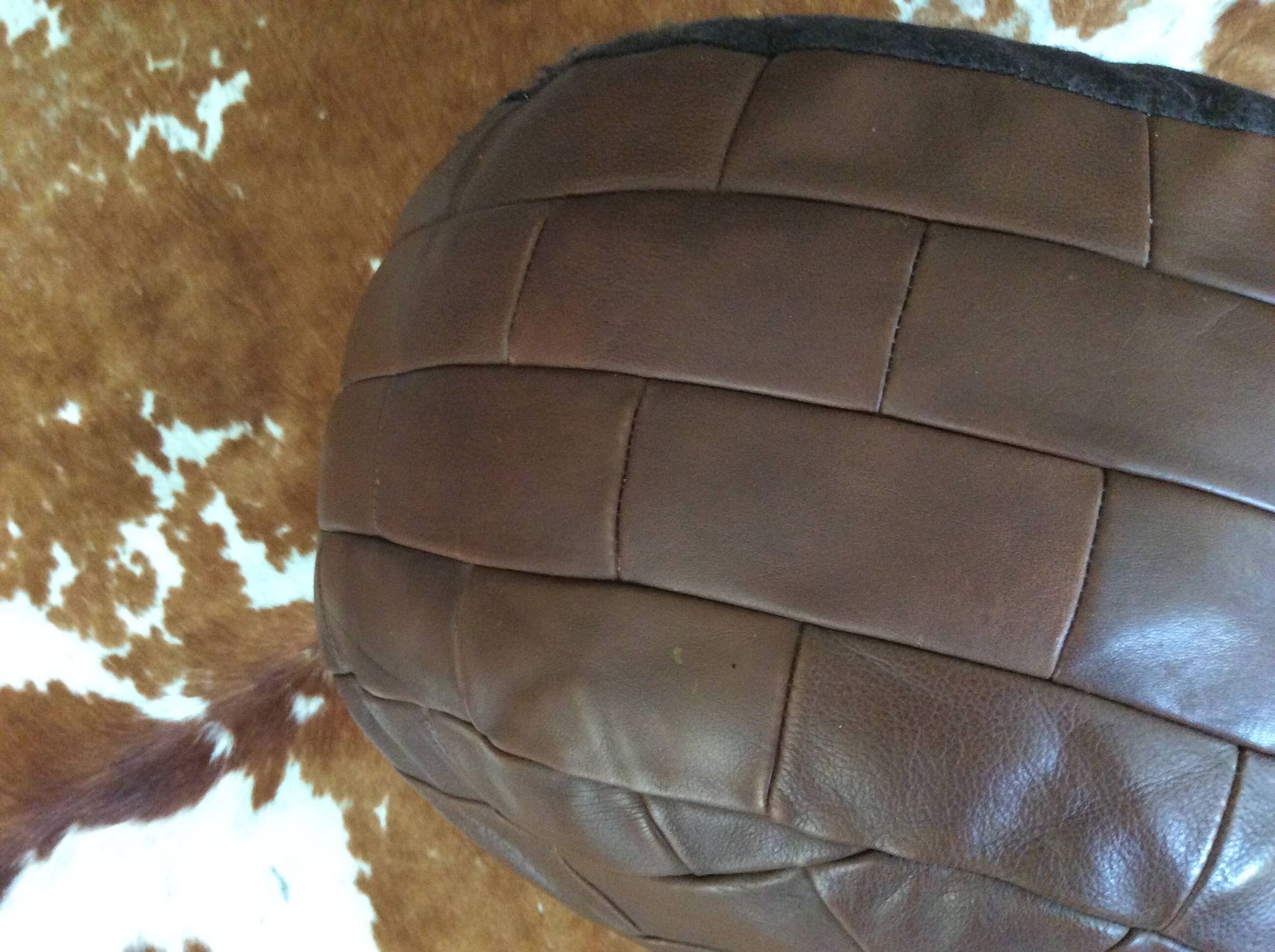 Pouf en cuir patchwork