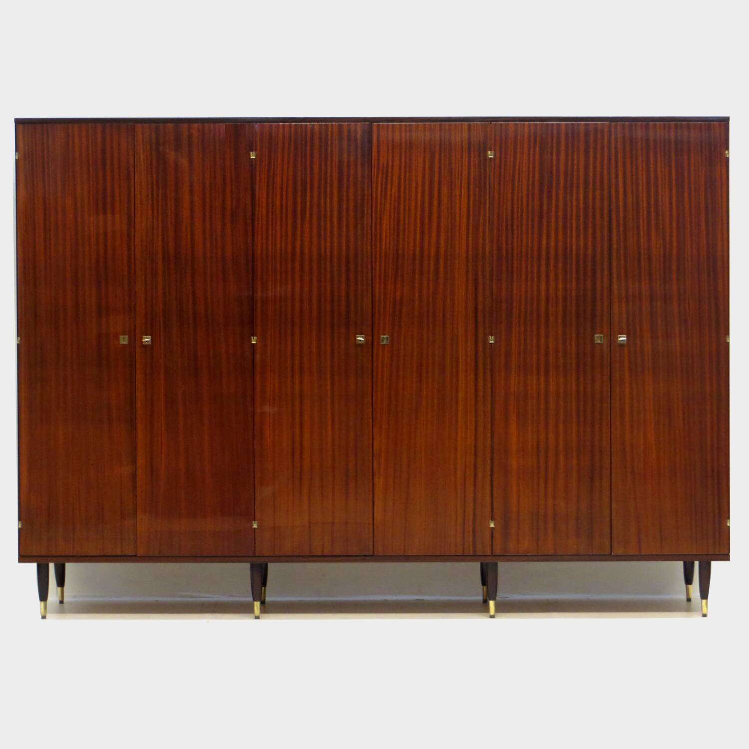 Large vintage mid century modern 6-door wardrobe in teak, 1960s