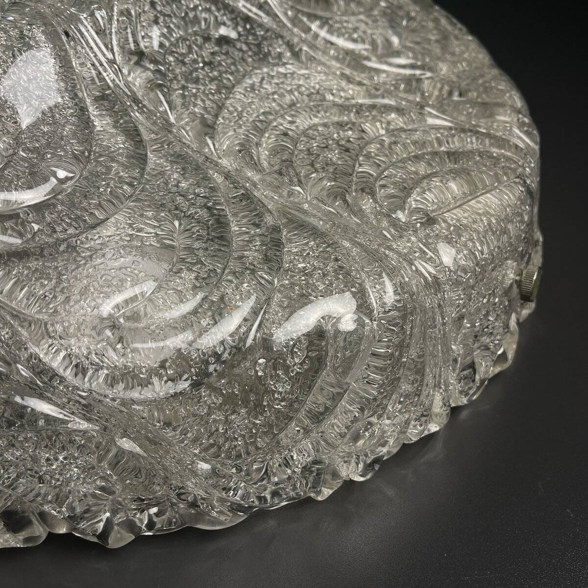 Large frosted glass ceiling lamp attributed to J.T. Kalmar, Austria, 1960s.