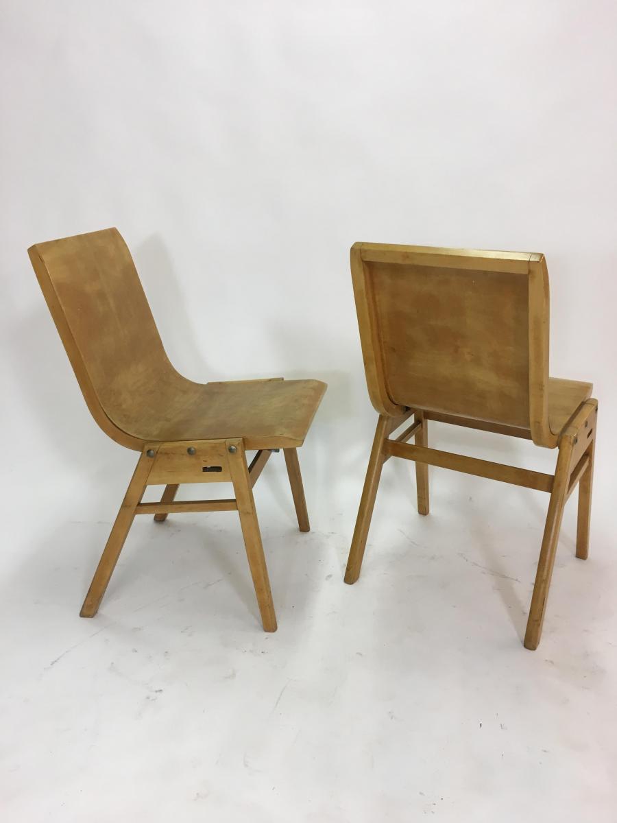 Pair of vintage by Roland Rainer plywood chairs