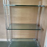 Shelf with 3 shelves in glass (shelves) and plexiglass (uprights) circa 1980.