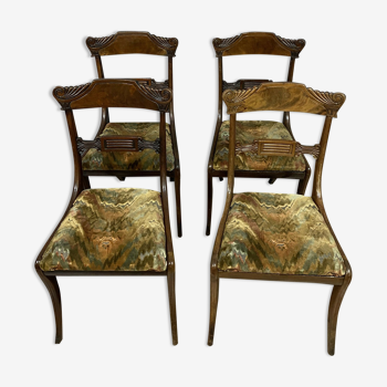 Série de 4 chaises époque Empire en acajou vers 1810
