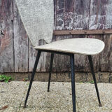 Four modernist chairs, steel, brass and skaï, 60s