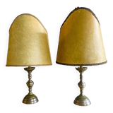 Pair of large Regency half shade buffet lamps