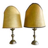 Pair of large Regency half shade buffet lamps