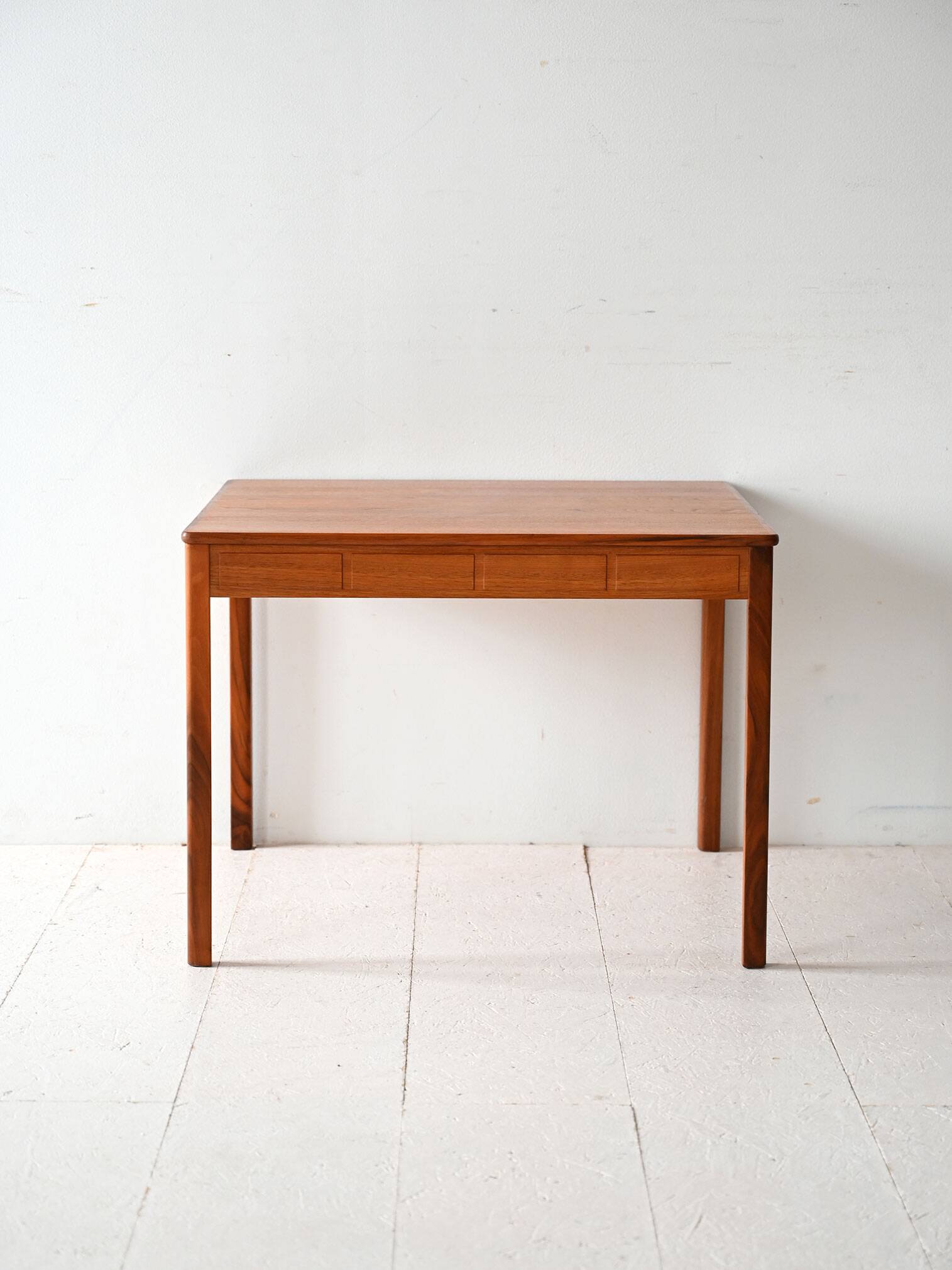 Vintage Scandinavian teak coffee table with carved edge