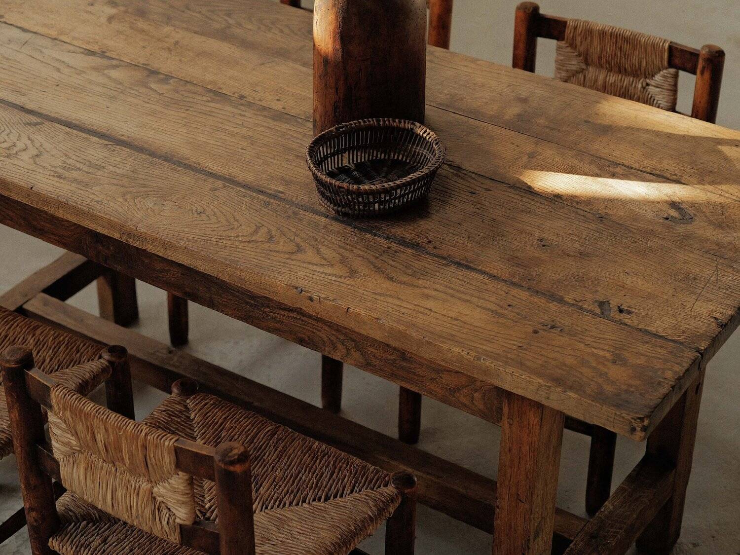 Handcrafted solid oak farmhouse table – France, 1950s