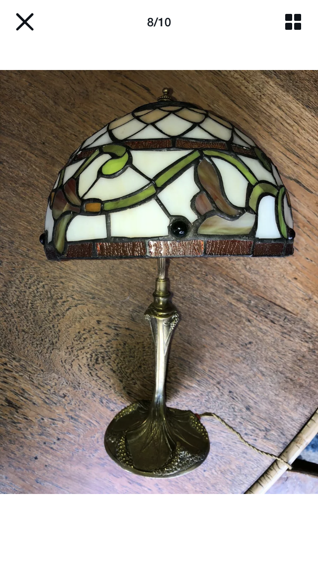 Lamp signed Georges Leleu era Art Nouveau Tiffany hat