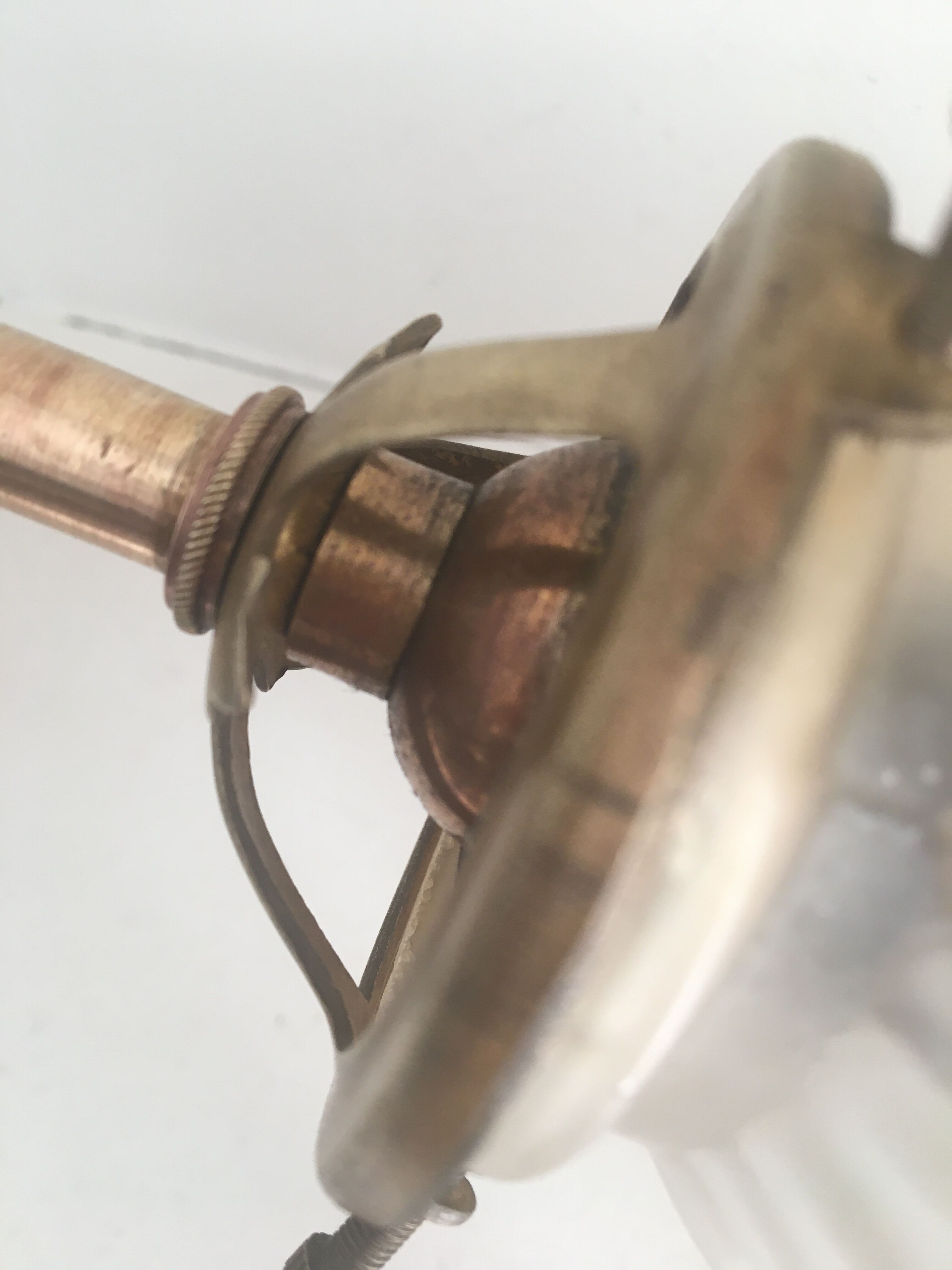 Glass wall light and brass swan collar, 1900