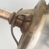 Glass wall light and brass swan collar, 1900