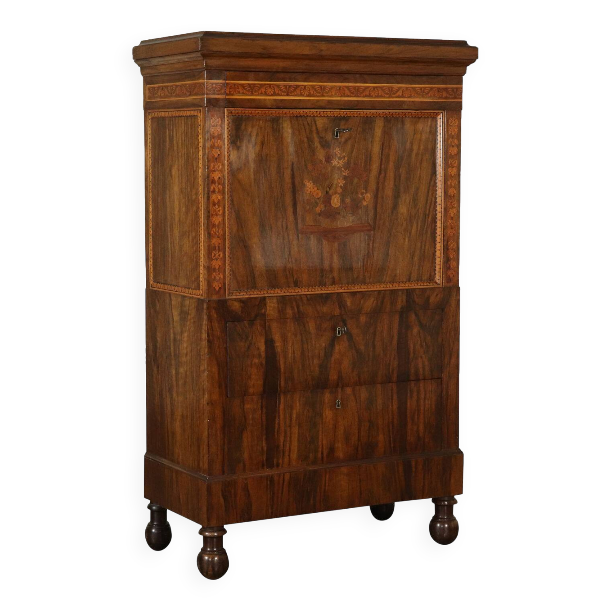 Empire secretary Bottega Maggiolini in walnut, Italy, 19th century