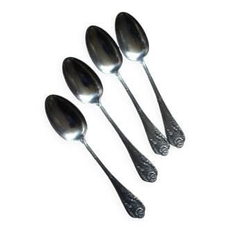 A set of 4 large flowered spoons