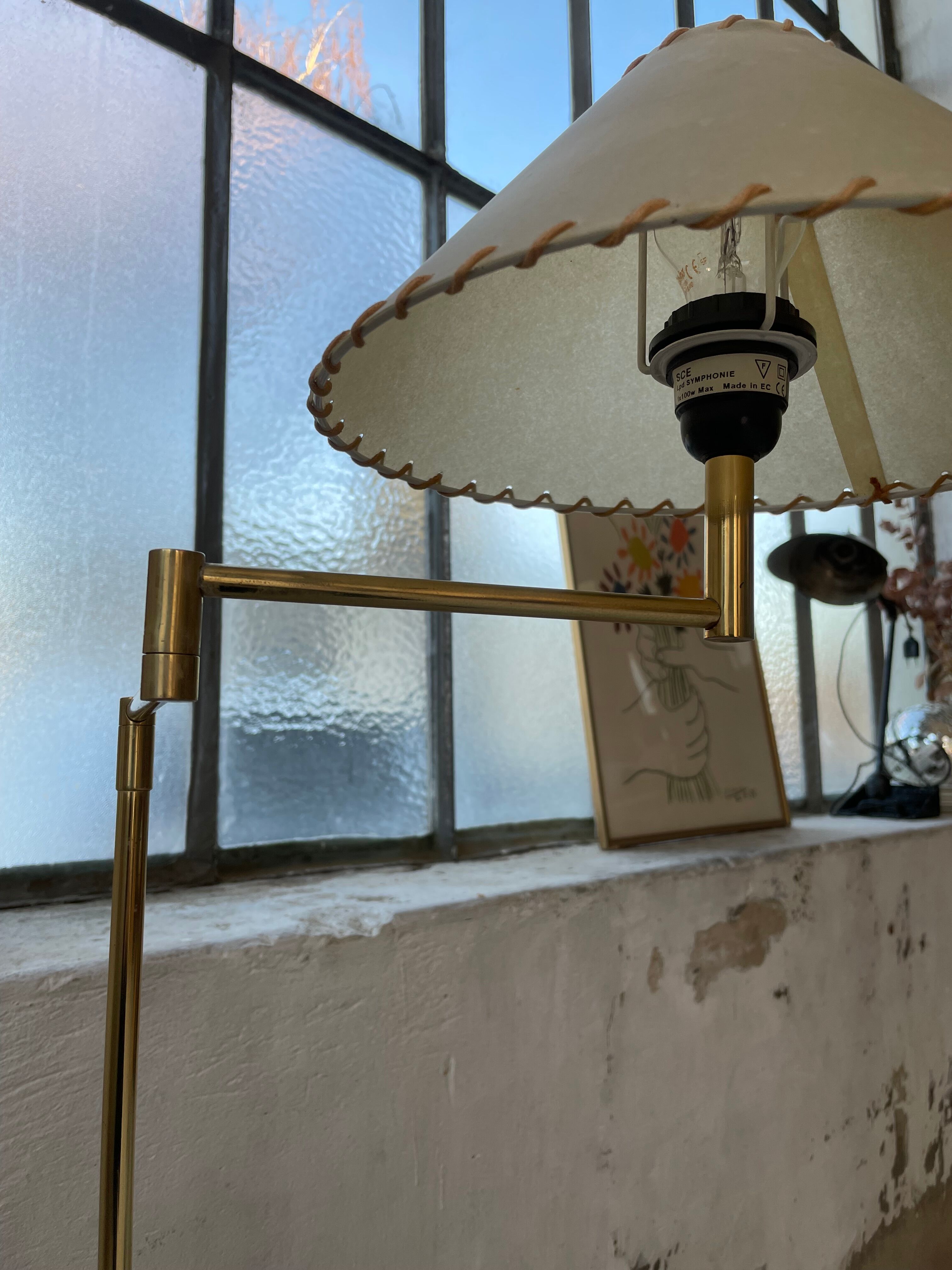 Pair of SCE floor lamps articulated brass 70s