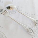 Silver cutlery set, 1 fork and 1 spoon, erenard