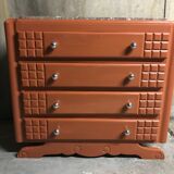 Chest of drawers time Art Deco ochre / renovated orange