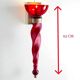 Pair of 62 cm murano torchere wall lights in red tinted glass and brass