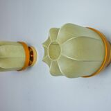 Pair of "cocoon" wall lights, resin and pine, Italy, 1970