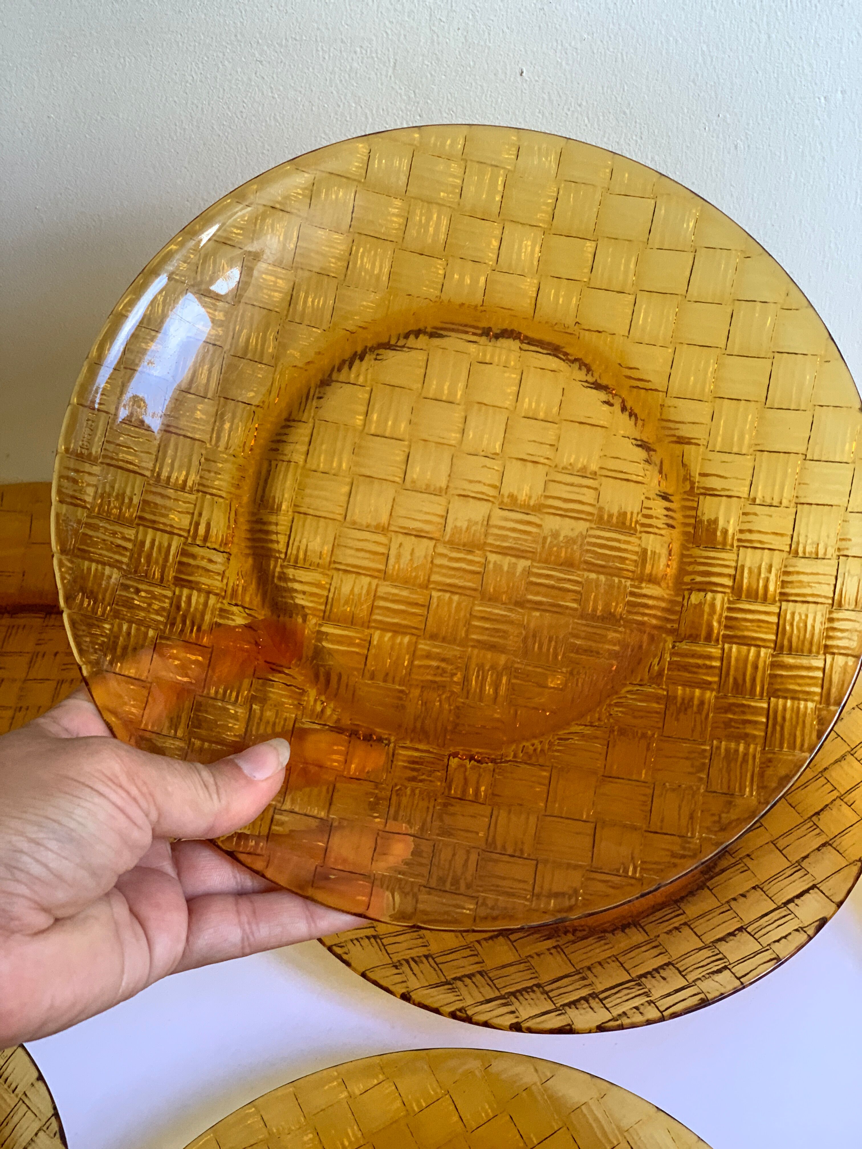 Vintage smoked glass plates