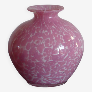 Vase boule en verre, signé la rochere.