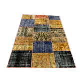 Distressed vintage turkish patchwork rug 178x133 cm wool medium
