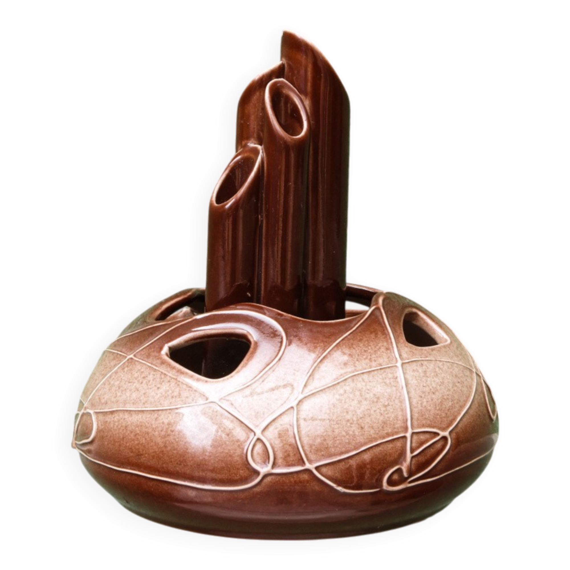 Ceramic vase, flower holder, ikebana, signed, 1960s
