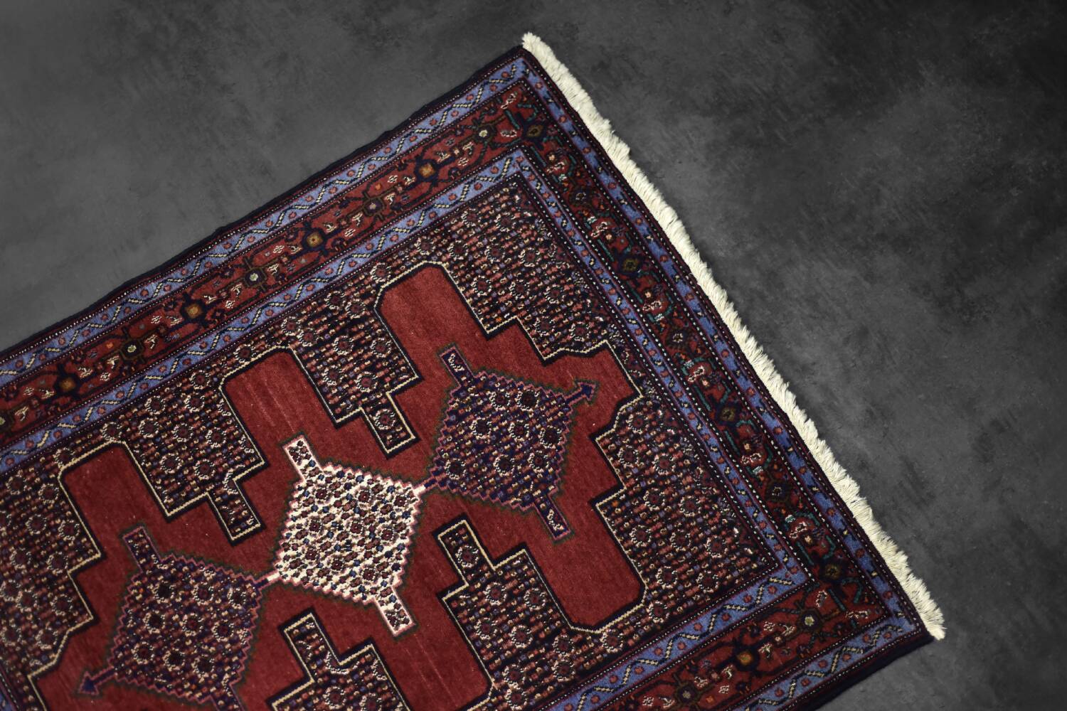 Vintage Hand-Woven Middle Eastern Oriental Senneh Rug, 1960s