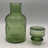 CARAFE Vintage en VERRE Vert de style Empoli à effet 24,5 cm
