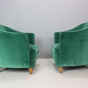 Pair of velvet armchairs Gio Ponti style