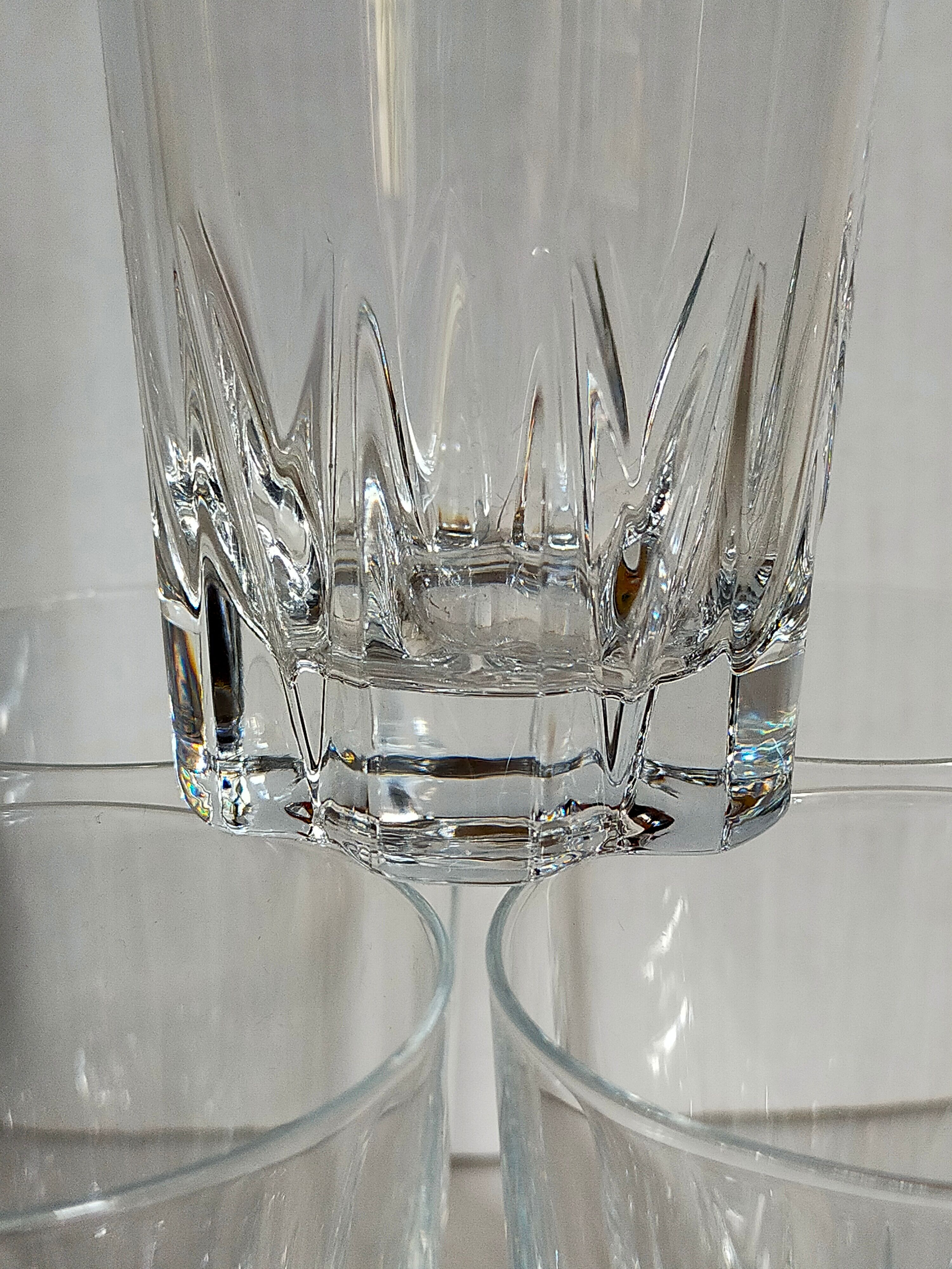 Six vintage crystal long drink juice glasses