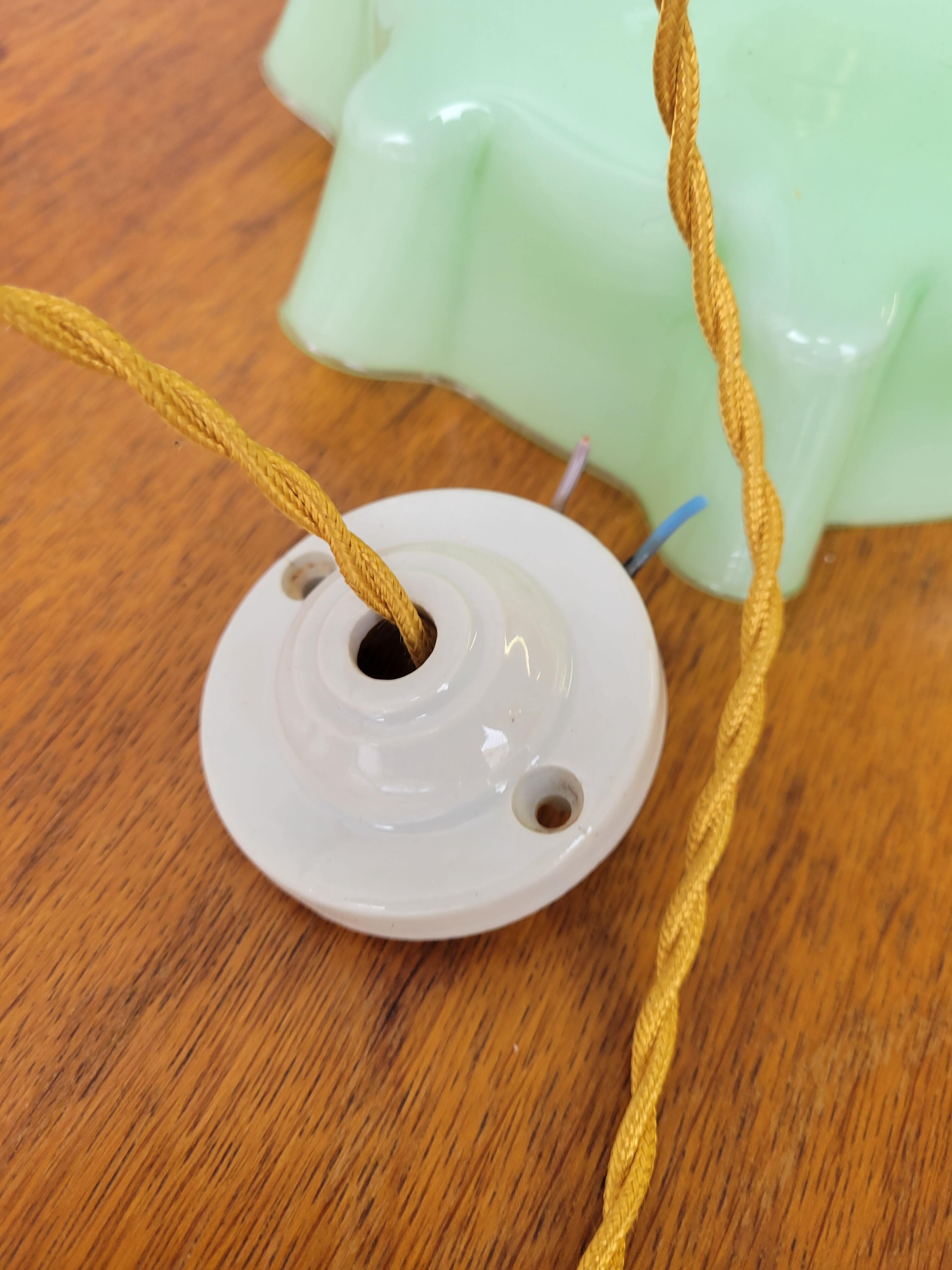 Green draped opaline pendant lamp