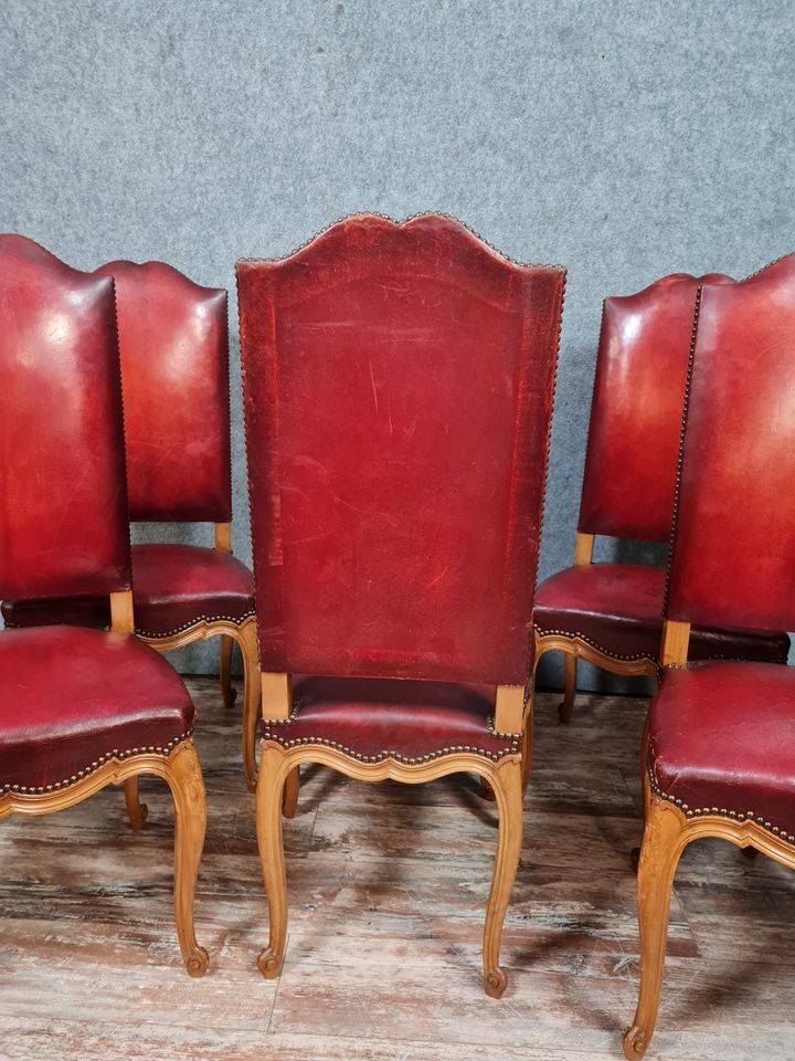 Series of 6 louis XV chairs neo-rustic in blond oak