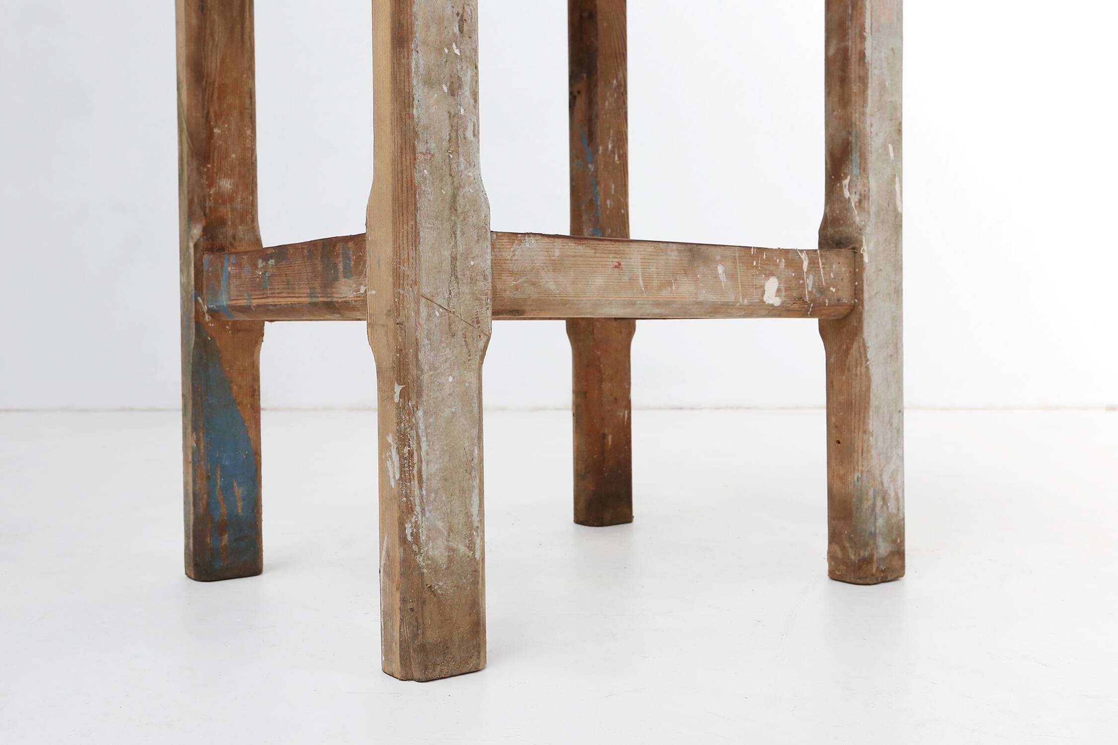 Industrial console table with patinated colorful paint, Belgium ca. 1950