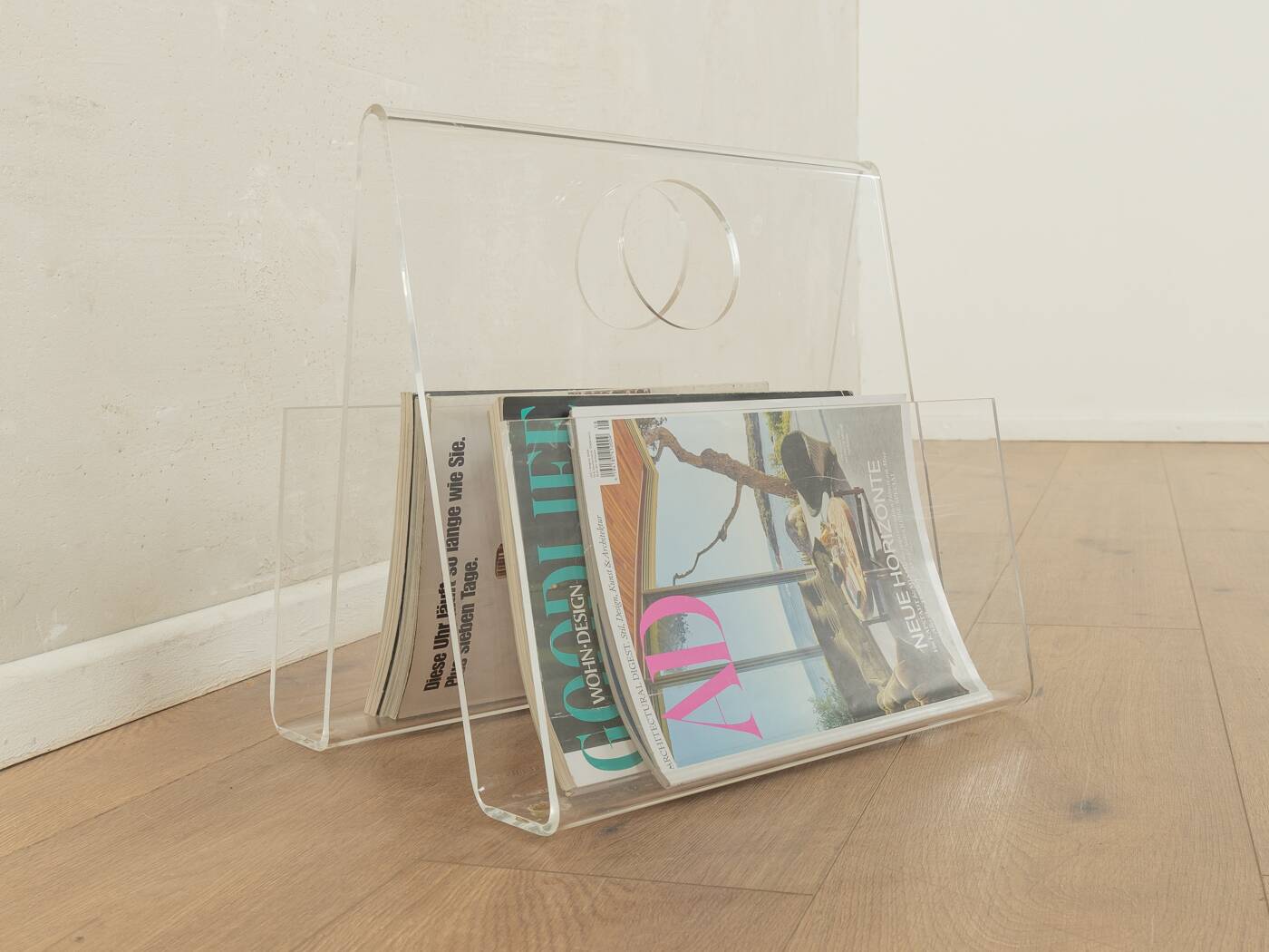 1960s magazine rack, acrylic