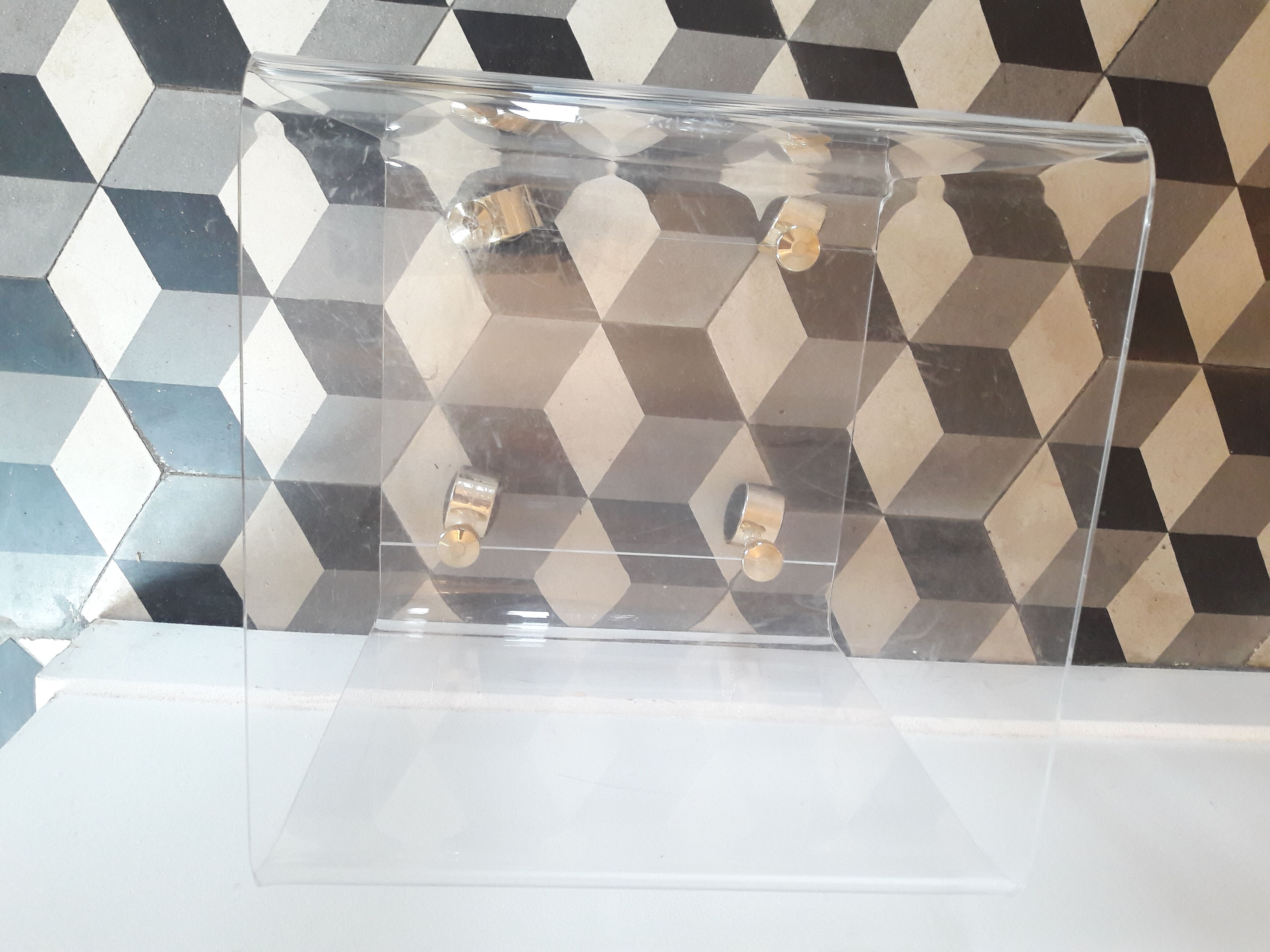 Bedside coffee table David Lange on wheels Plexiglass