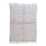 White and Pink Beni Ouarain Rug - 252 x 176 cm