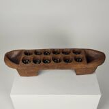 Awalé Burkina Faso game in vintage 19th century carved wood