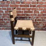 Set of four wooden and leather chairs from Maison Regain
