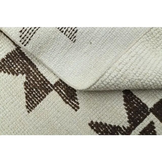 1970s Vintage Turkish Oushak Handmade Wool Cotton Beige Runner Rug 88x279