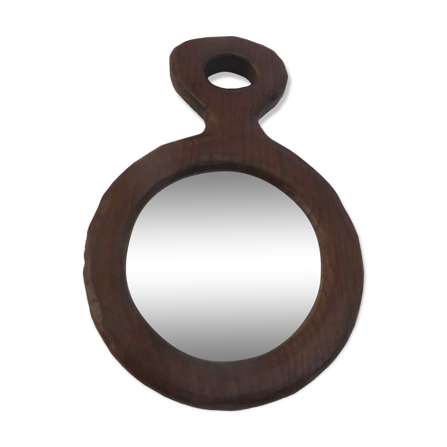Gouge-cut solid wood mirror, free form, 60s