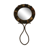 Vintage stone brass hand mirror