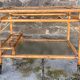 Vintage rolling dessert trolley in rattan, removable tray, Riviera style, 50s-60s.