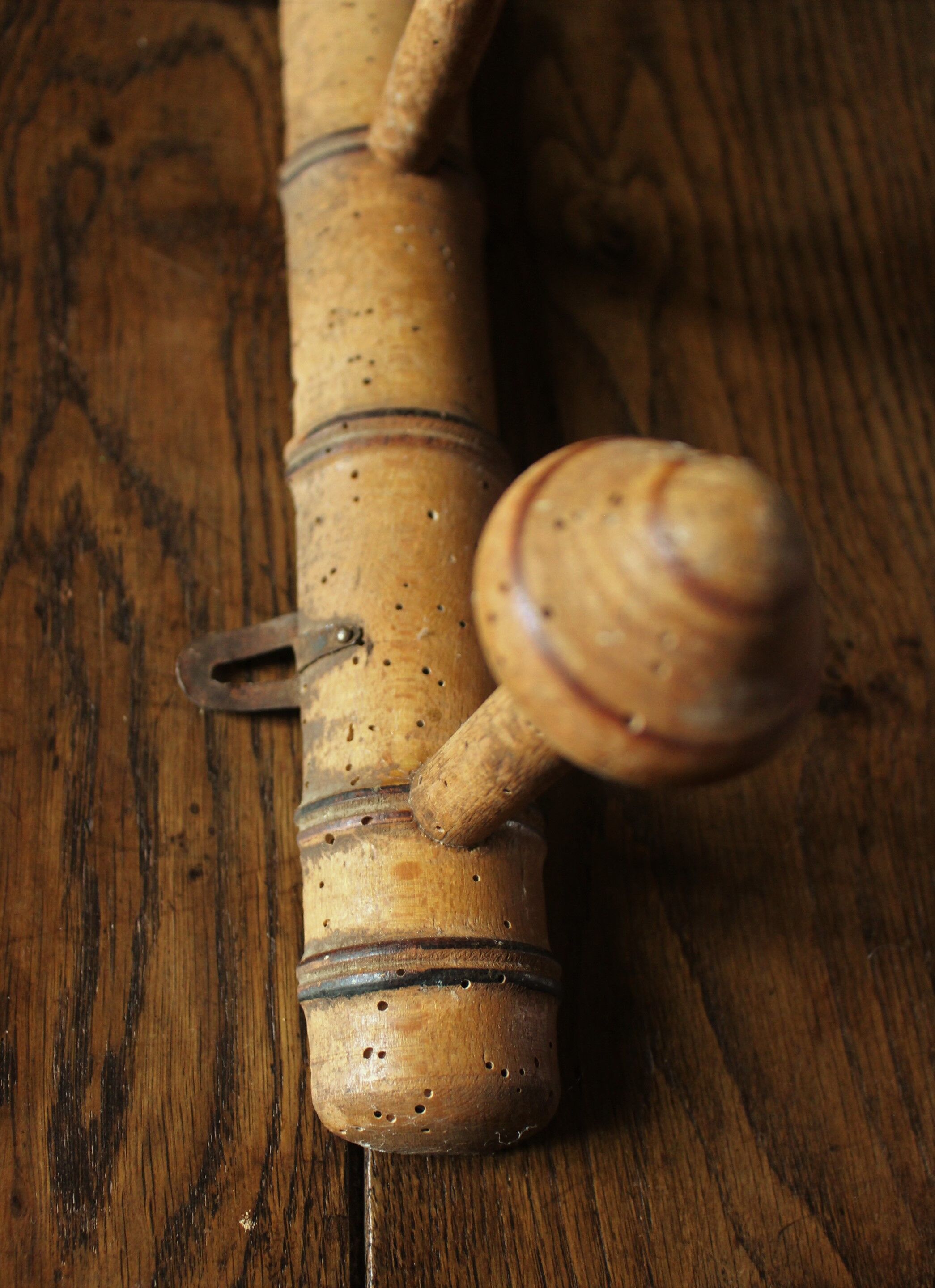 Coat rack Vintage wood bamboo three hooks