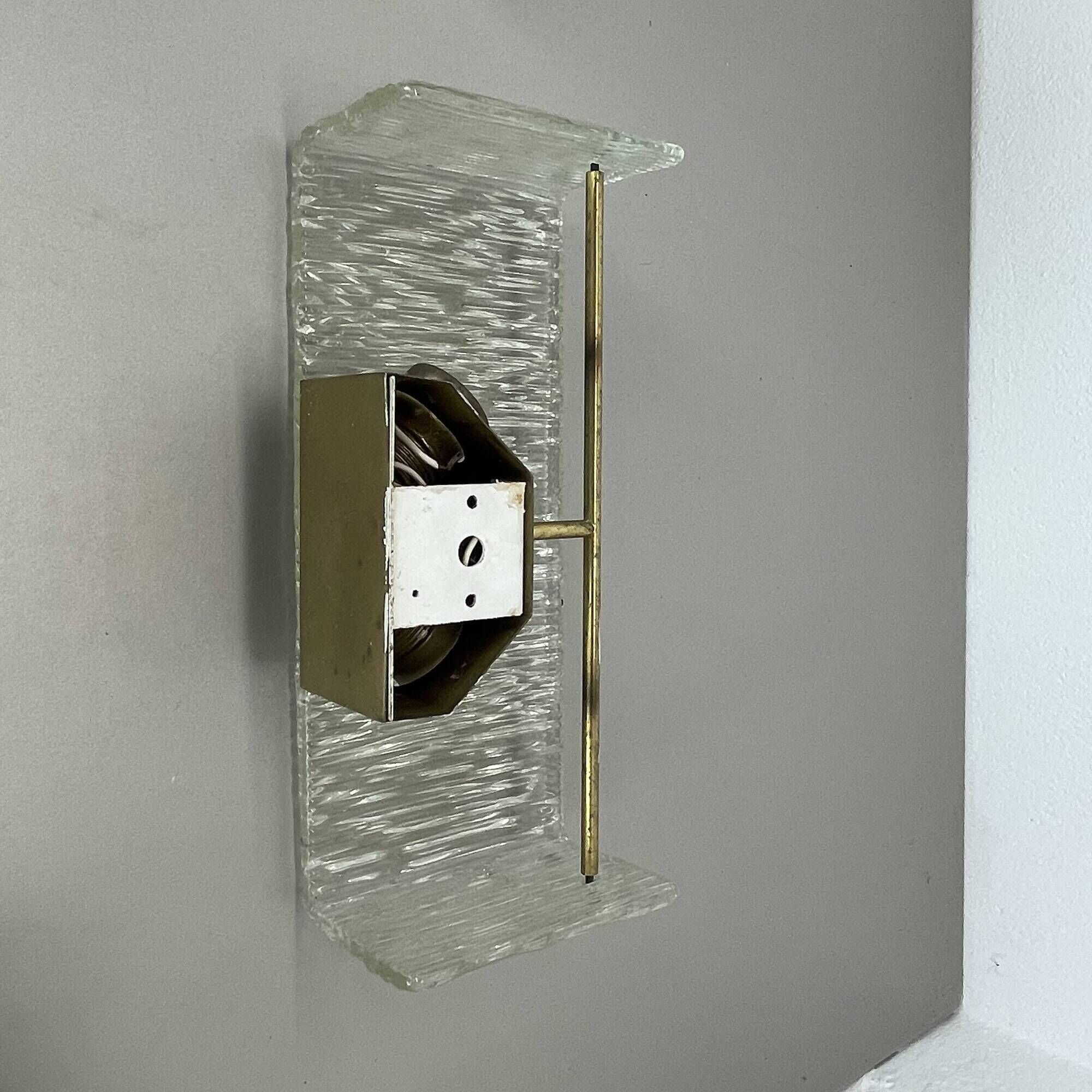 Large 35cm cubic Hollywood Regency Ice Glass Wall Light by J.T. Kalmar 1950