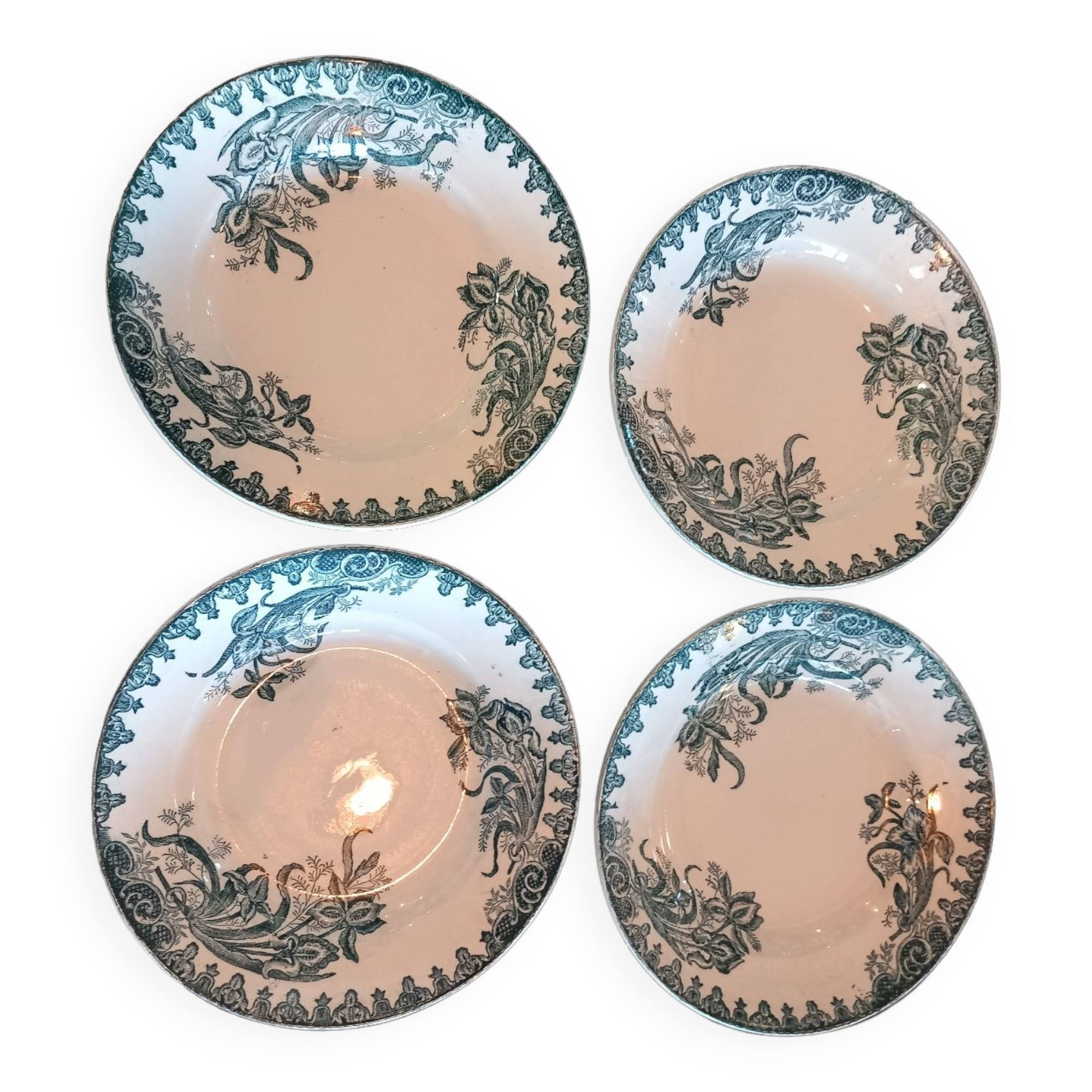 4 iron earth soup plates. Iris model.