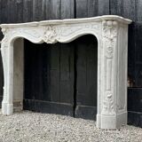 Louis XV Style Fireplace In Carrara Marble, Circa 1880