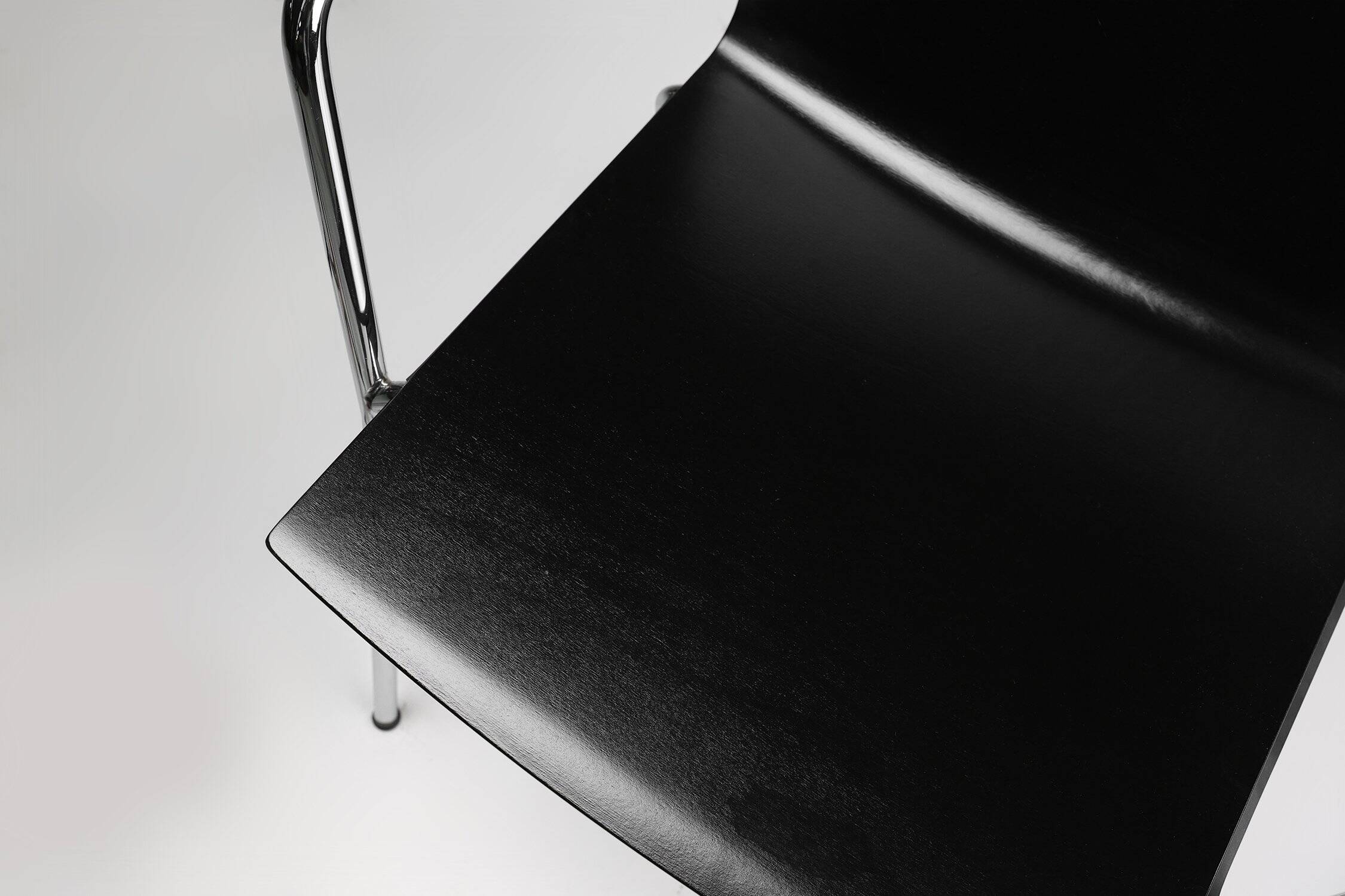Mid-Century Modern Black Chair in with Armrests, Belgium